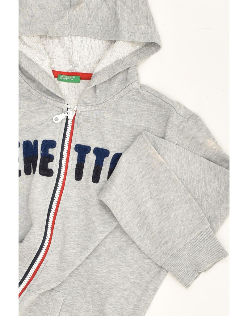 BENETTON Girls Graphic Zip Hoodie Sweater 10-11 Years XL Grey Cotton | Vintage Benetton | Thrift | Second-Hand Benetton | Used Clothing | Messina Hembry 