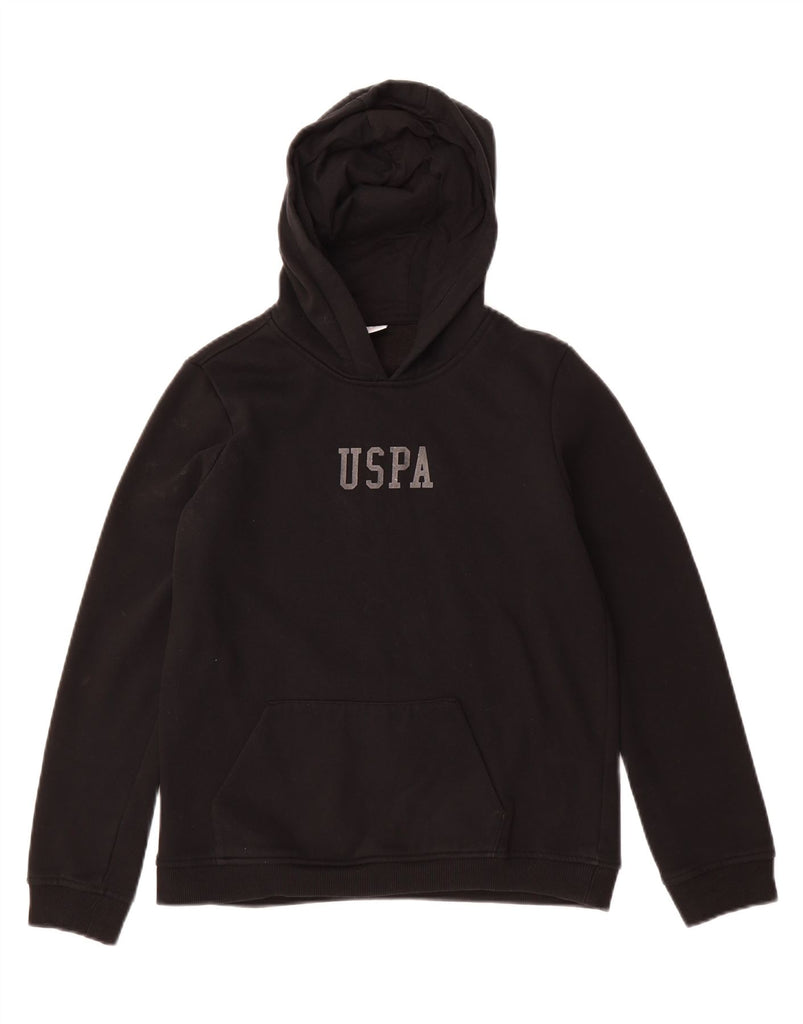 U.S. POLO ASSN. Womens Graphic Hoodie Jumper UK 10 Small Black Cotton Vintage U.S. Polo Assn. and Second-Hand U.S. Polo Assn. from Messina Hembry 