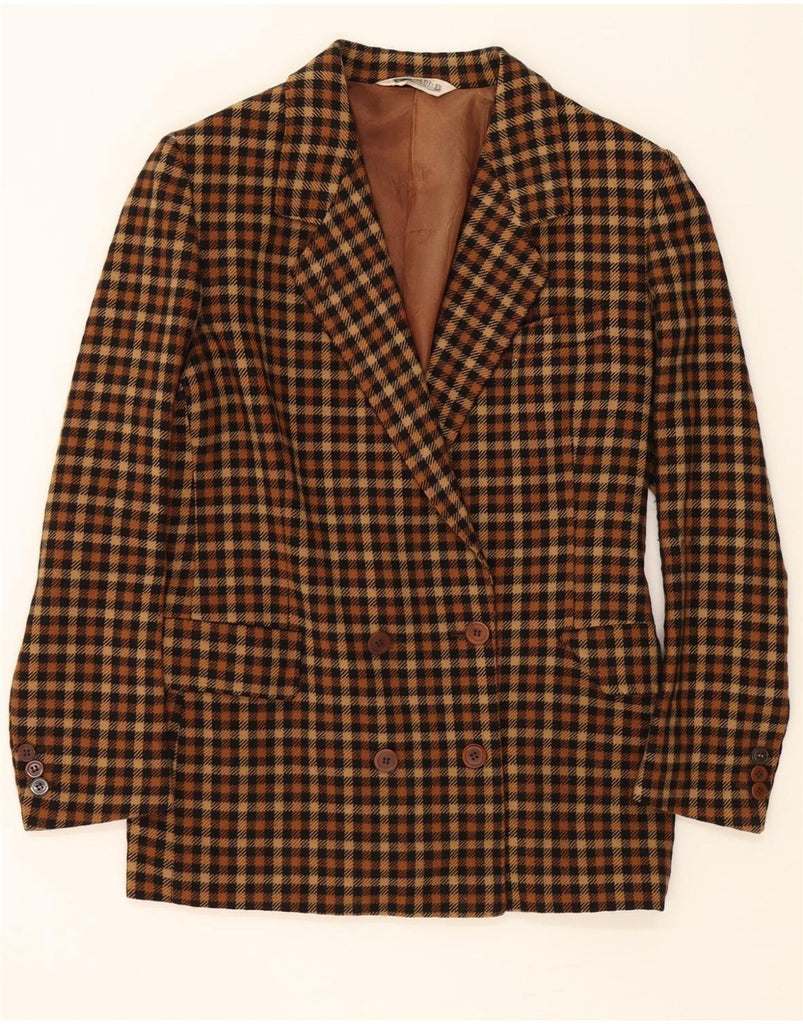 PANCALDI & B Womens Double Breasted Blazer Jacket UK 14 Medium Brown Check Vintage Pancaldi & B and Second-Hand Pancaldi & B from Messina Hembry 