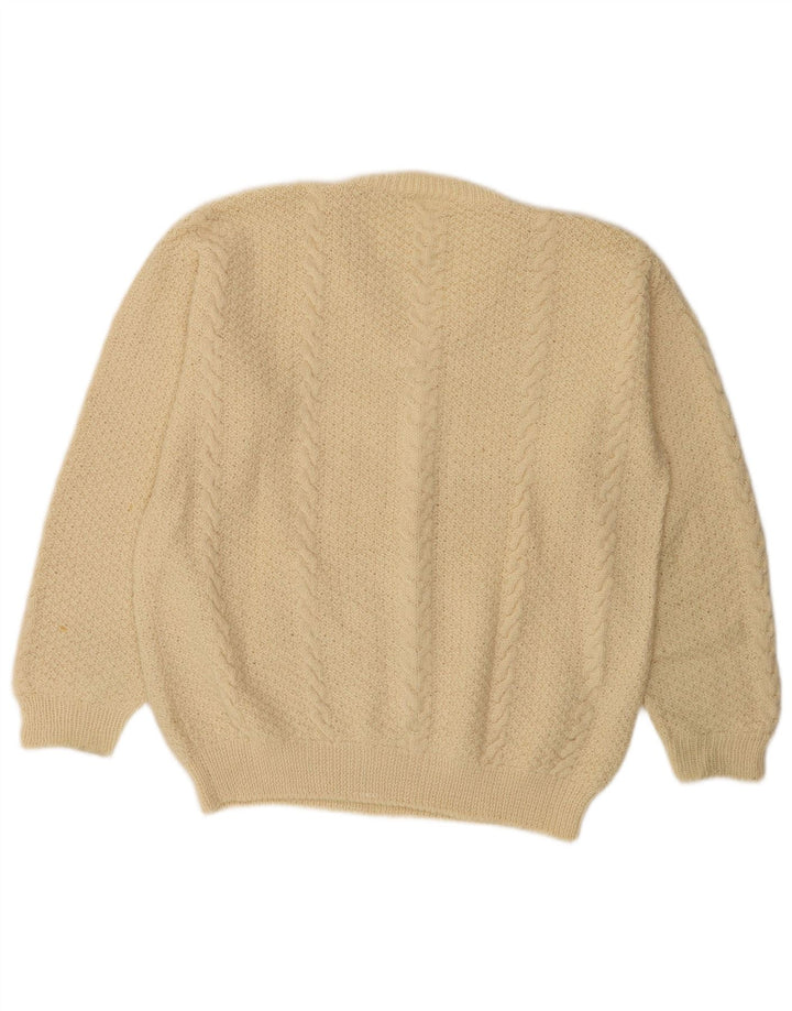 Vintage Mens V-Neck Jumper Sweater Large Beige