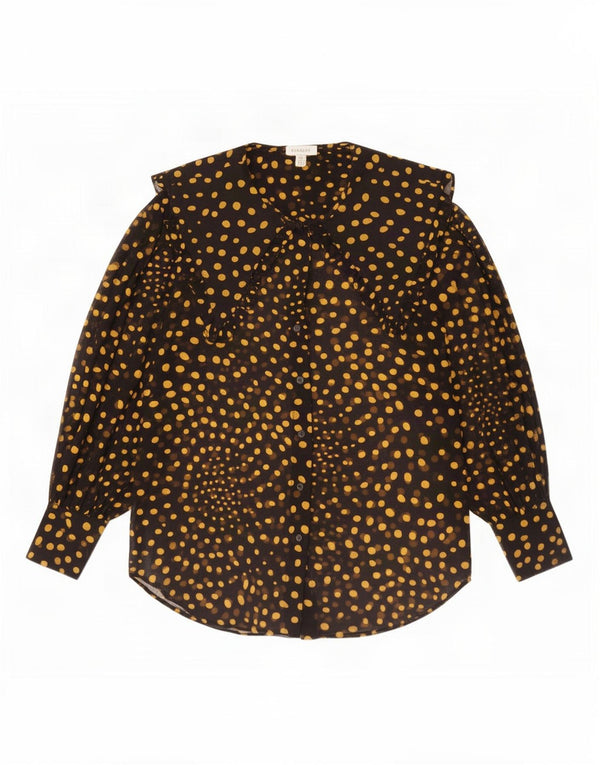 Topshop Womens Oversized Shirt Blouse UK 10 Small Black Spotted Polyester
