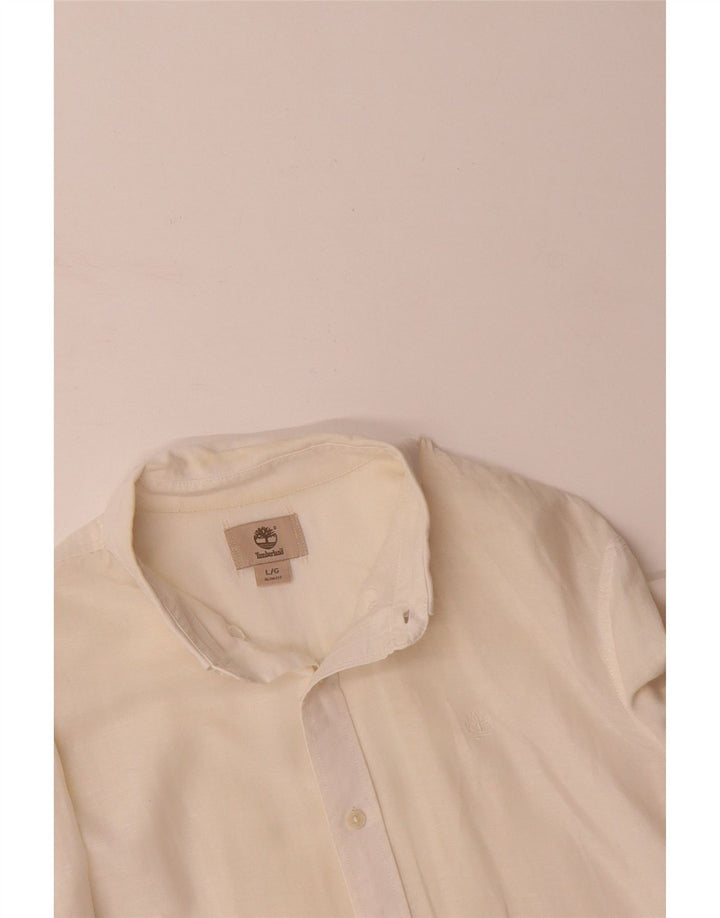 TIMBERLAND Mens Slim Fit Shirt Large Off White