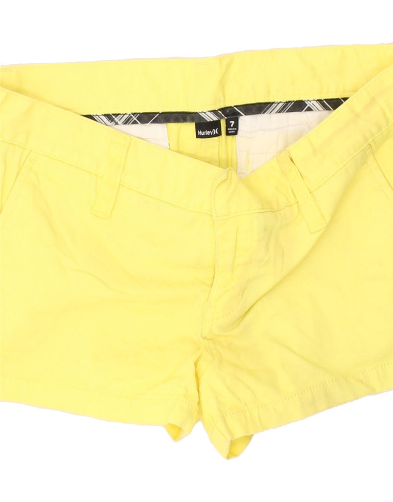 HURLEY Womens Hot Pants US 7 Medium W32 Yellow Cotton | Vintage Hurley | Thrift | Second-Hand Hurley | Used Clothing | Messina Hembry 