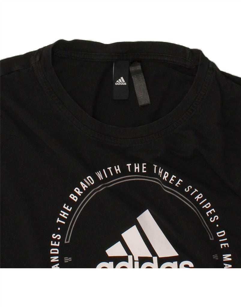 ADIDAS Mens Graphic T-Shirt Top XL Black Cotton Vintage Adidas and Second-Hand Adidas from Messina Hembry 