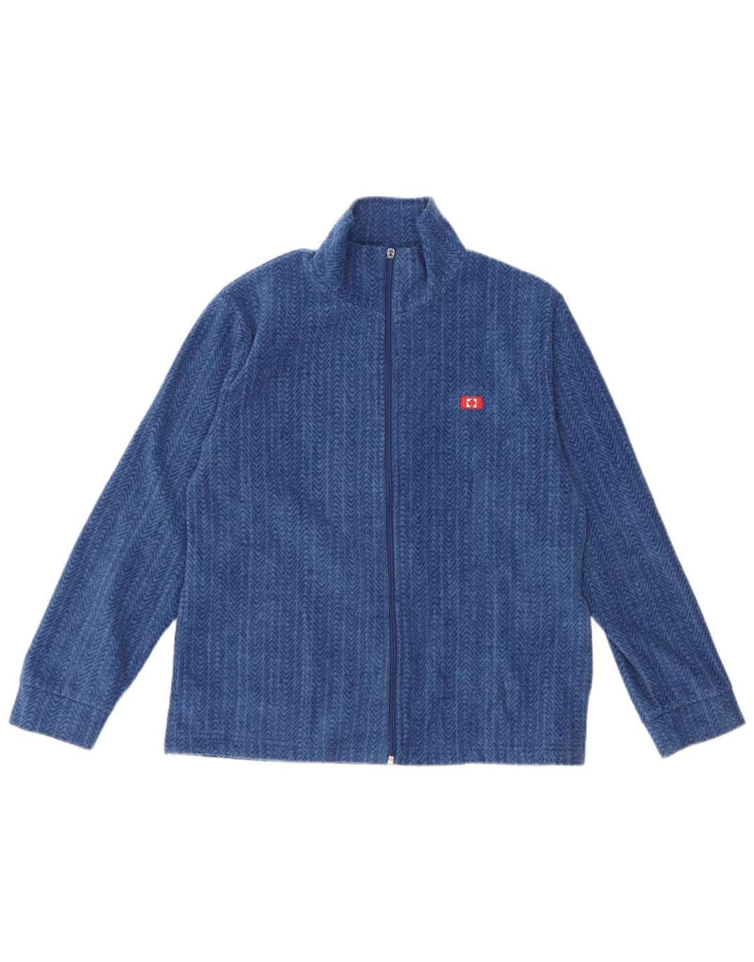CANADA LOGAN Womens Fleece Jacket UK 16 Large Blue Herringbone Polyester