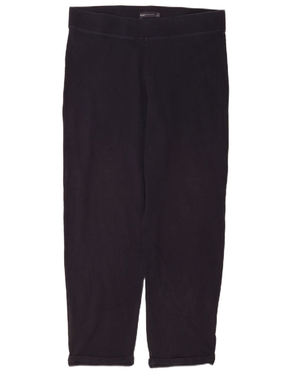 Marks & Spencer Womens Tracksuit Trousers UK 16 Large Navy Blue Cotton