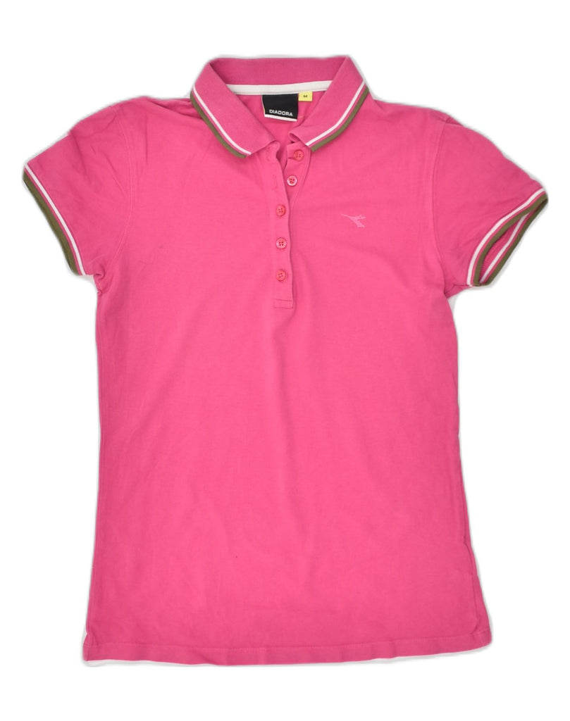 DIADORA Womens Polo Shirt UK 12 Medium Pink Cotton | Vintage Diadora | Thrift | Second-Hand Diadora | Used Clothing | Messina Hembry 