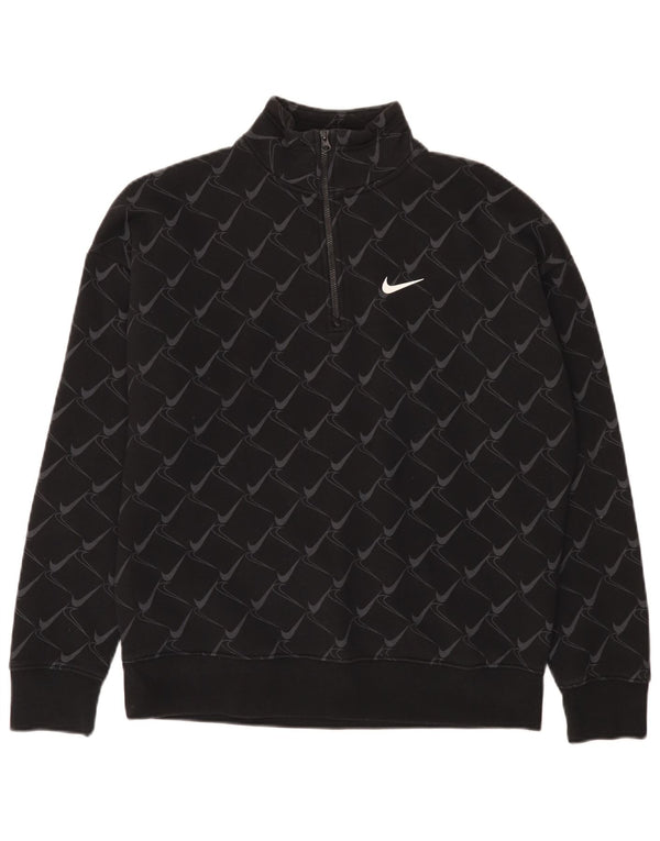 Nike Mens Loose Fit 1/4 Zip Graphic Sweatshirt Jumper Small Black Sports