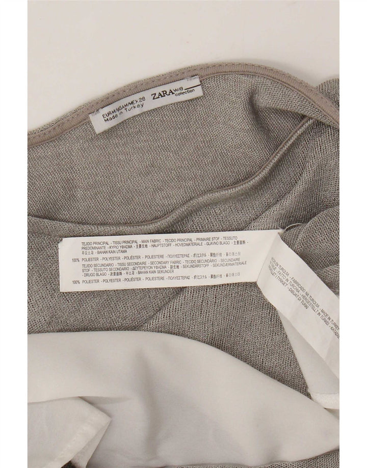 Zara Womens 3/4 Sleeve Oversized Tunic Top UK 14 Medium Grey Colourblock