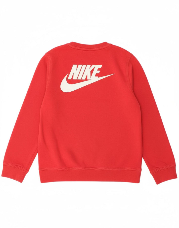 NIKE Boys Swoosh Graphic Sweatshirt Jumper 10-11 Years Medium  Red Cotton