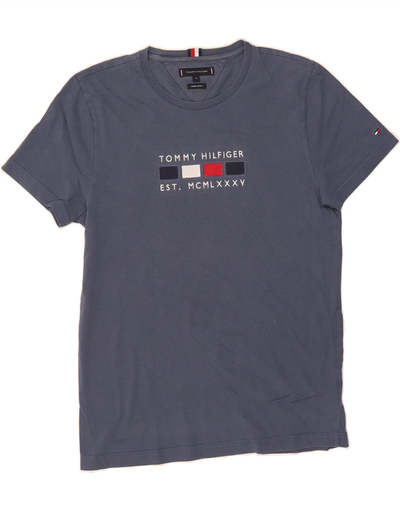 TOMMY HILFIGER Mens Graphic T-Shirt Top Medium Navy Blue Cotton Vintage Tommy Hilfiger and Second-Hand Tommy Hilfiger from Messina Hembry 