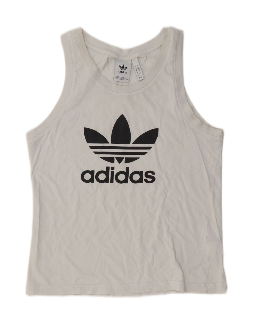 Adidas Womens Graphic Vest Top UK 10 Small White Cotton