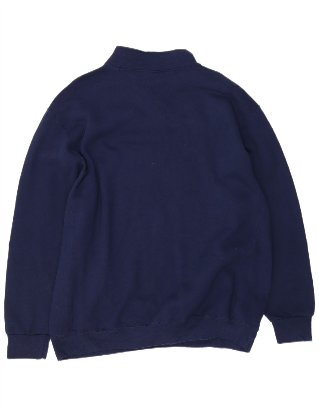 RUSSELL ATHLETIC Mens Zip Neck Sweatshirt Jumper 2XL Navy Blue Cotton