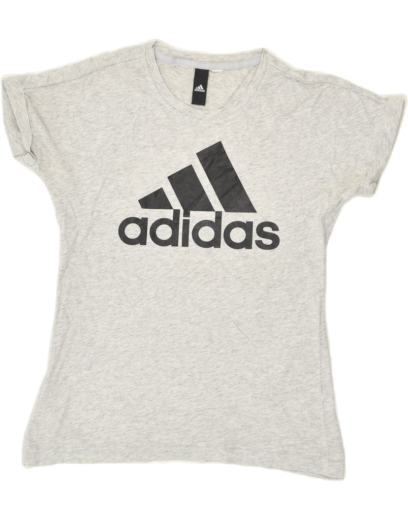 ADIDAS Womens Graphic T-Shirt Top UK 12 Medium Grey | Vintage Adidas | Thrift | Second-Hand Adidas | Used Clothing | Messina Hembry 