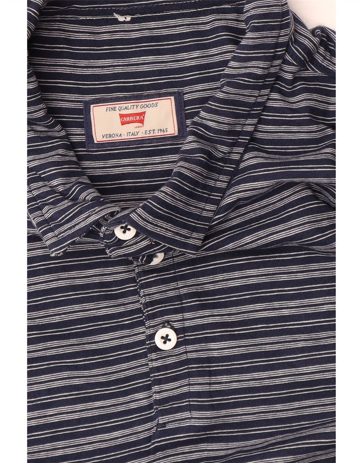 Carrera Mens Polo Shirt Large Navy Blue Striped