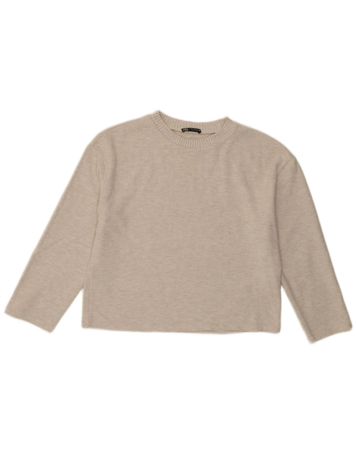 Zara Womens Blouse Top UK 14 Medium Beige Polyester