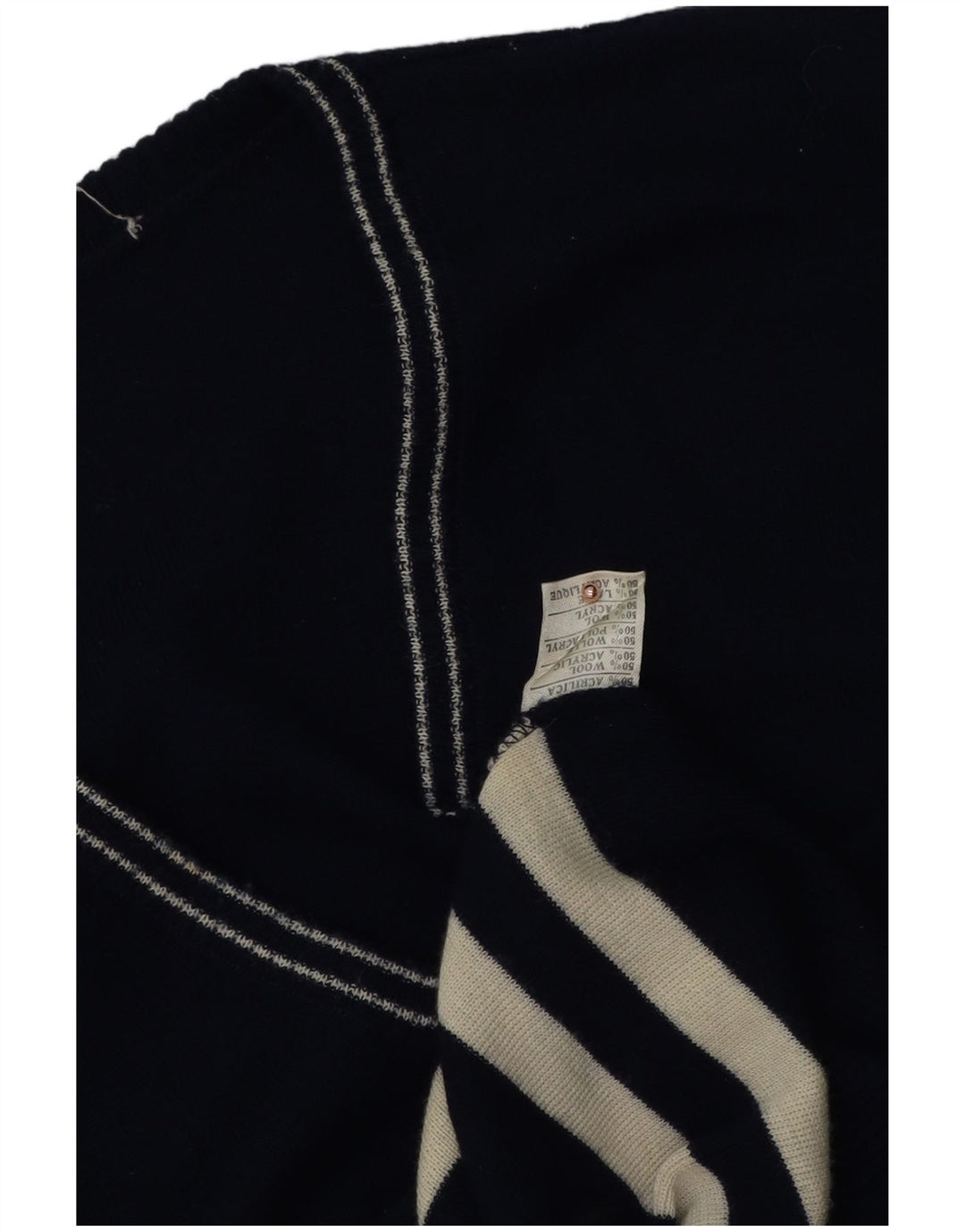 Vintage Mens Vest Tank Top Medium Navy Blue Striped Wool