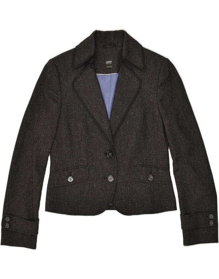ESPRIT Womens 2 Button Blazer Jacket UK 12 Medium  Grey Flecked Polyester | Vintage Esprit | Thrift | Second-Hand Esprit | Used Clothing | Messina Hembry 