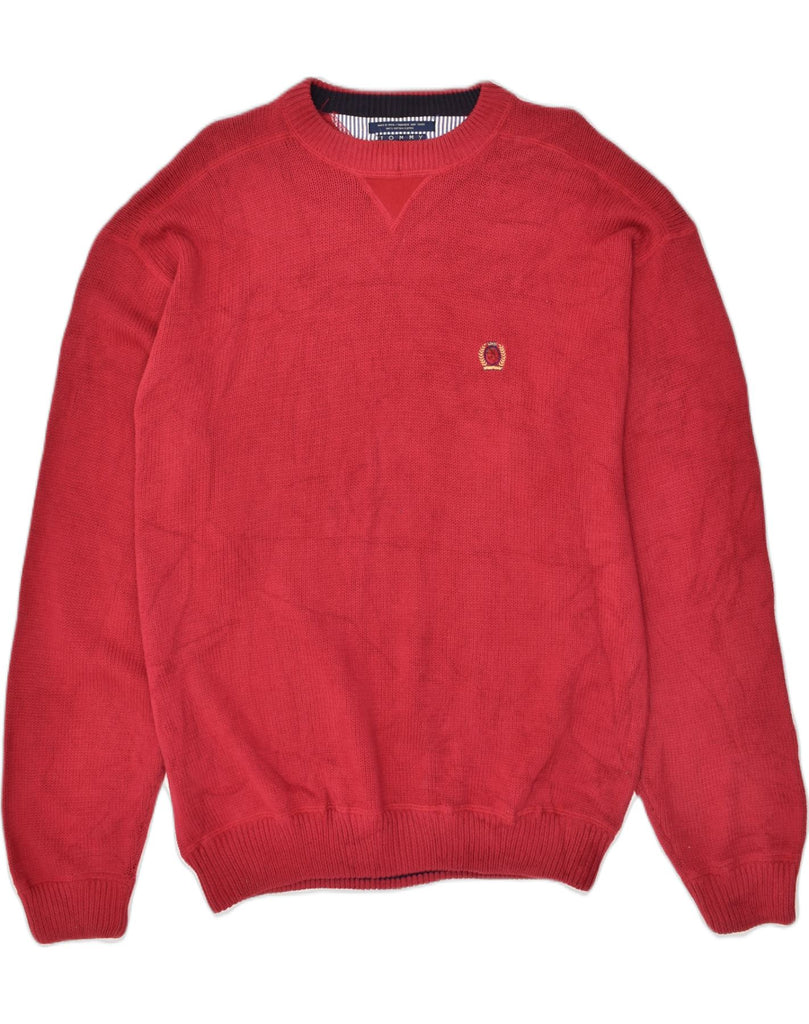 TOMMY HILFIGER Mens Crew Neck Jumper Sweater XL Red Cotton | Vintage Tommy Hilfiger | Thrift | Second-Hand Tommy Hilfiger | Used Clothing | Messina Hembry 