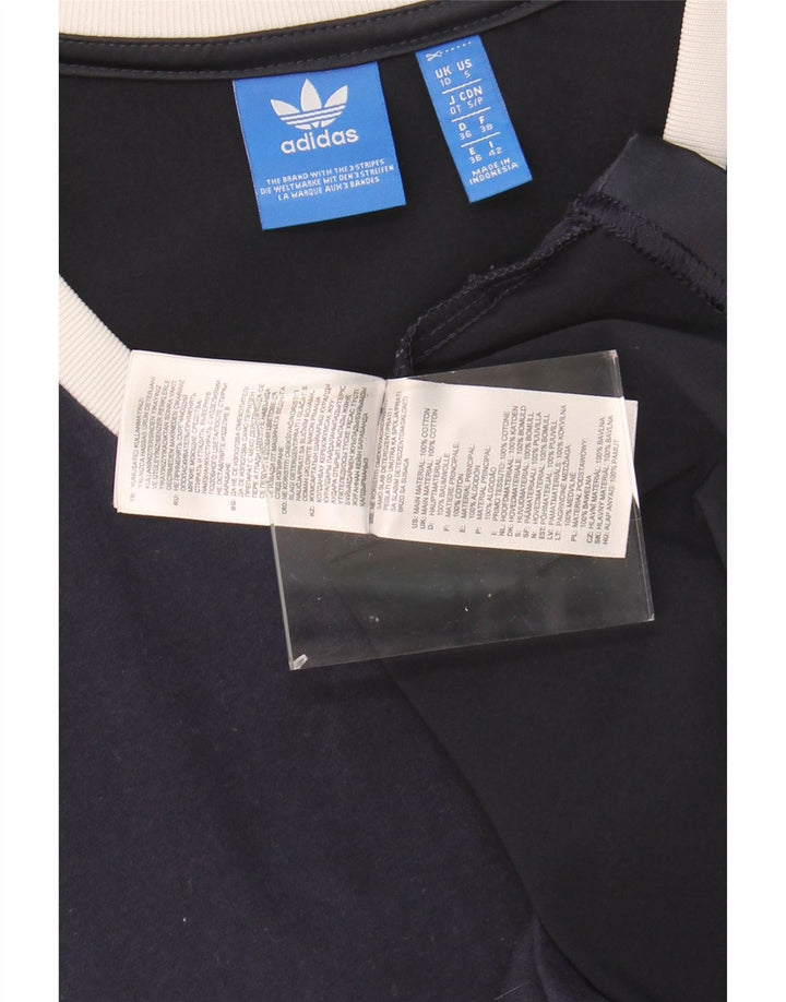 ADIDAS Womens Oversized T-Shirt Top UK 10 Small Navy Blue Cotton