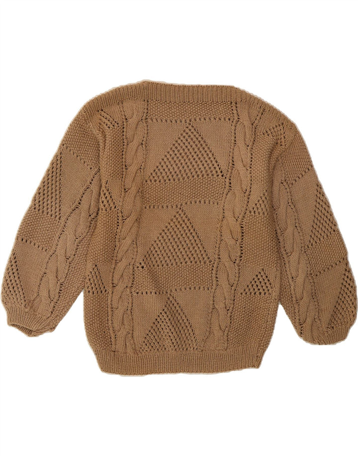 VINTAGE Womens Boat Neck Jumper Sweater UK 14 Medium Brown Vintage Vintage and Second-Hand Vintage from Messina Hembry 