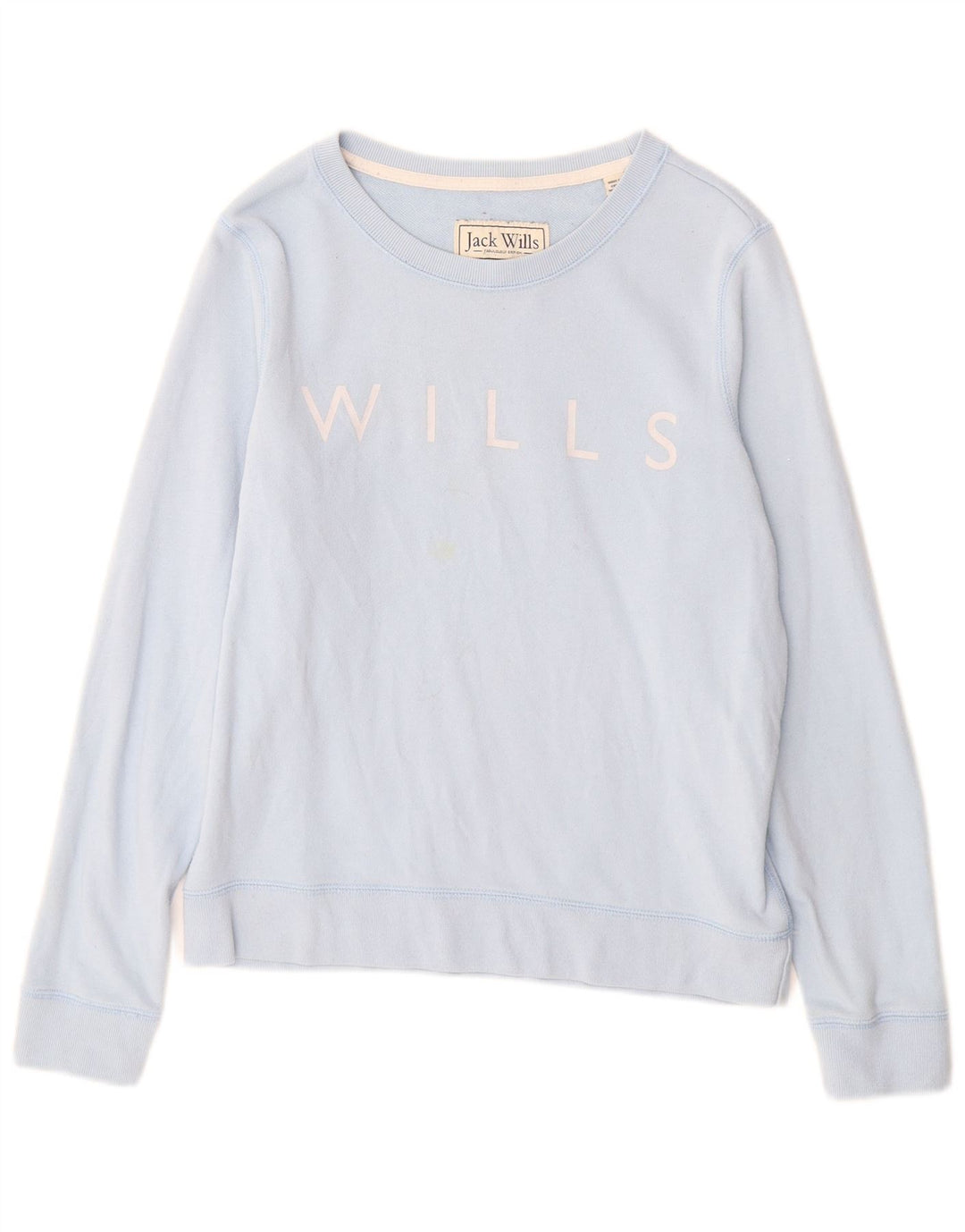 JACK WILLS Womens Graphic Sweatshirt Jumper UK 10 Small  Blue Cotton