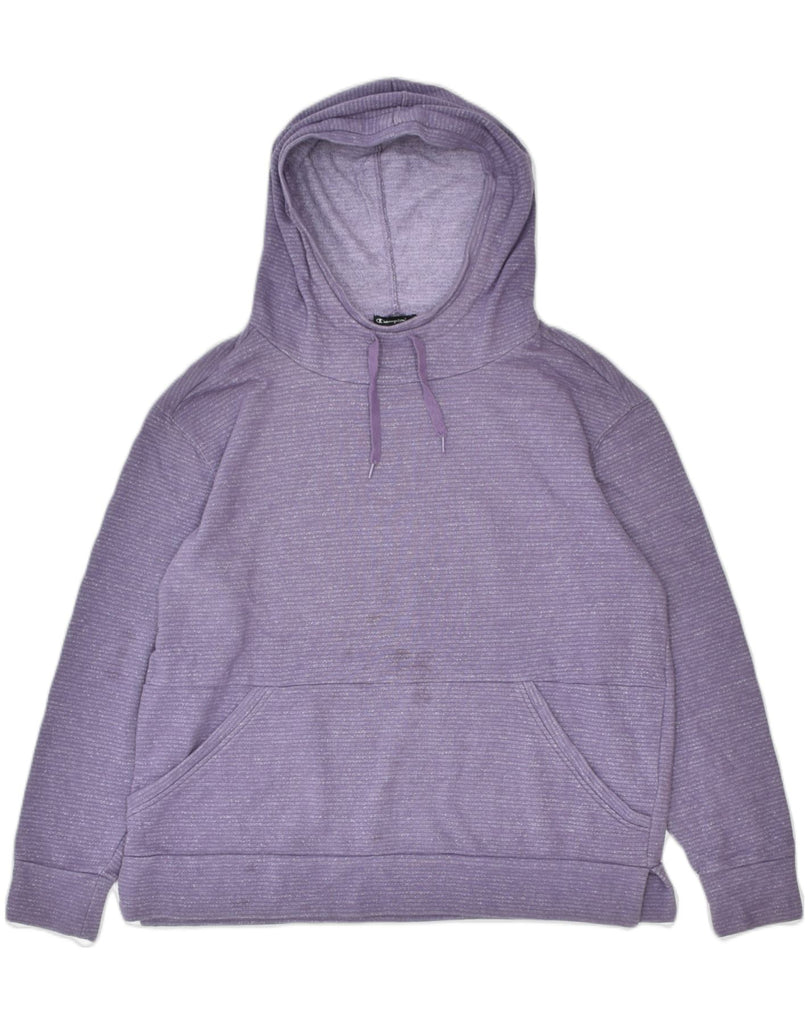 CHAMPION Womens Hoodie Jumper UK 16 Large Purple Cotton | Vintage | Thrift | Second-Hand | Used Clothing | Messina Hembry 