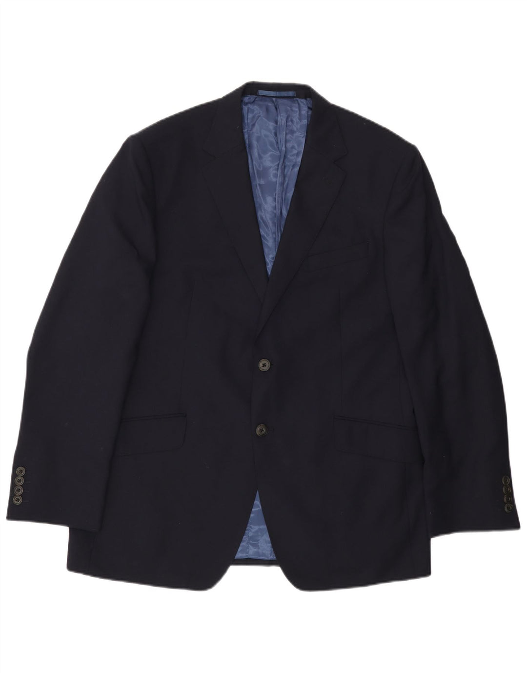 Marks & Spencer Mens 2 Button Blazer Jacket UK 42 Large Navy Blue Wool