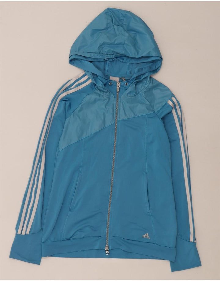 Adidas Womens Zip Hoodie Sweater UK 10 Small  Blue Polyester