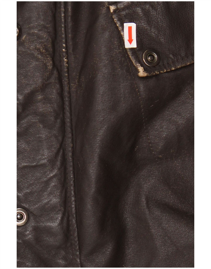 Vintage Mens Leather Jacket IT 54 2XL Brown Leather