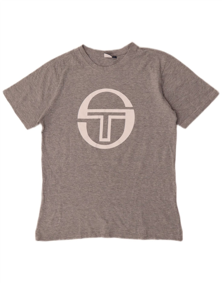Sergio Tacchini Mens Graphic T-Shirt Top Medium Grey Flecked Cotton