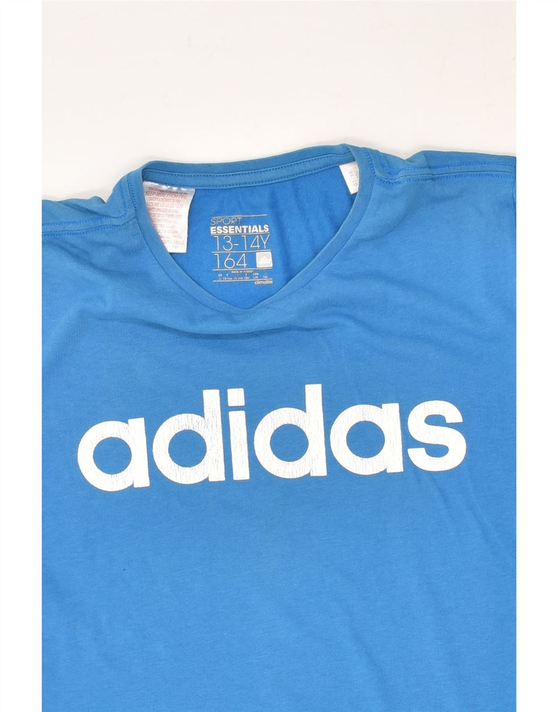 ADIDAS Boys Climalite Graphic T-Shirt Top 13-14 Years Blue Cotton | Vintage Adidas | Thrift | Second-Hand Adidas | Used Clothing | Messina Hembry 