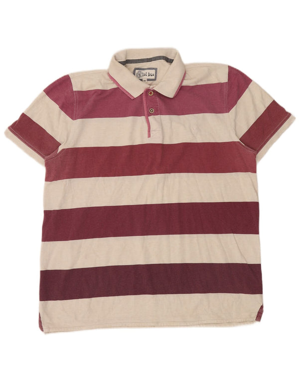 Fat Face Mens Polo Shirt XL Maroon Striped Cotton