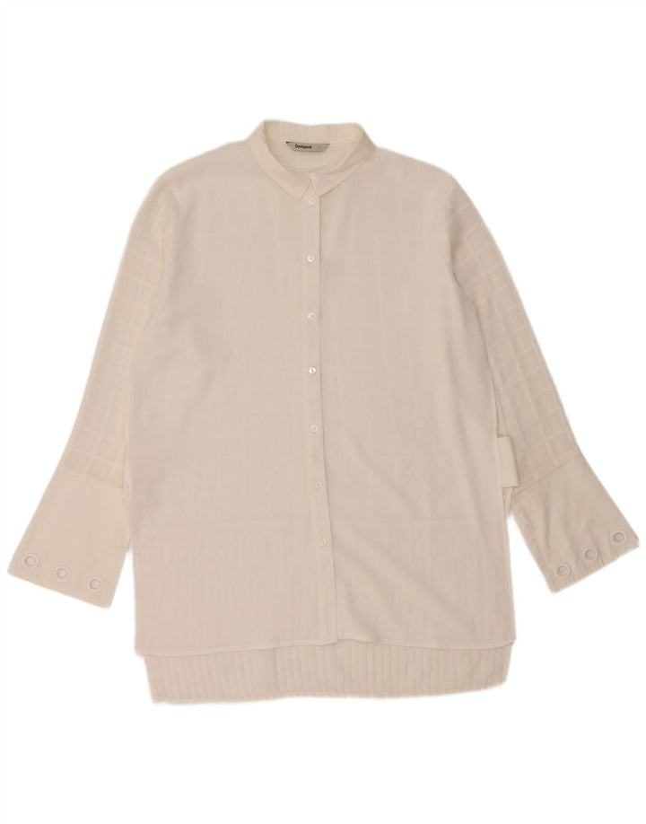 DESIGUAL Womens Longline Shirt Blouse UK 16 Large White