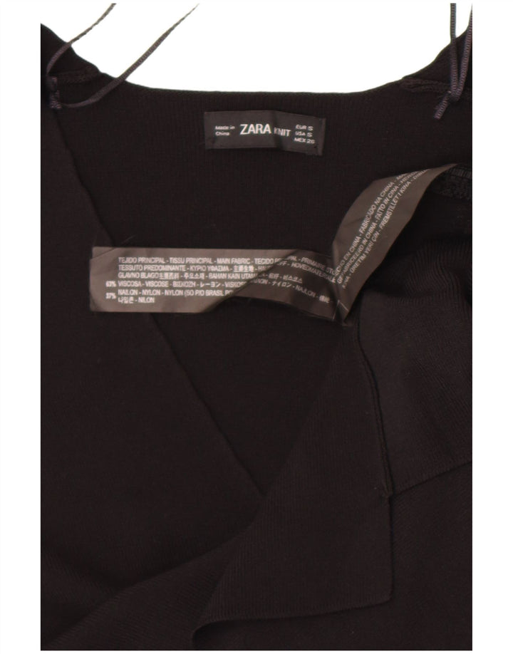 Zara Womens Top Long Sleeve UK 10 Small Black Viscose