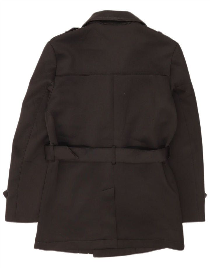 Zara Mens Trench Coat UK 38 Medium Black Polyester