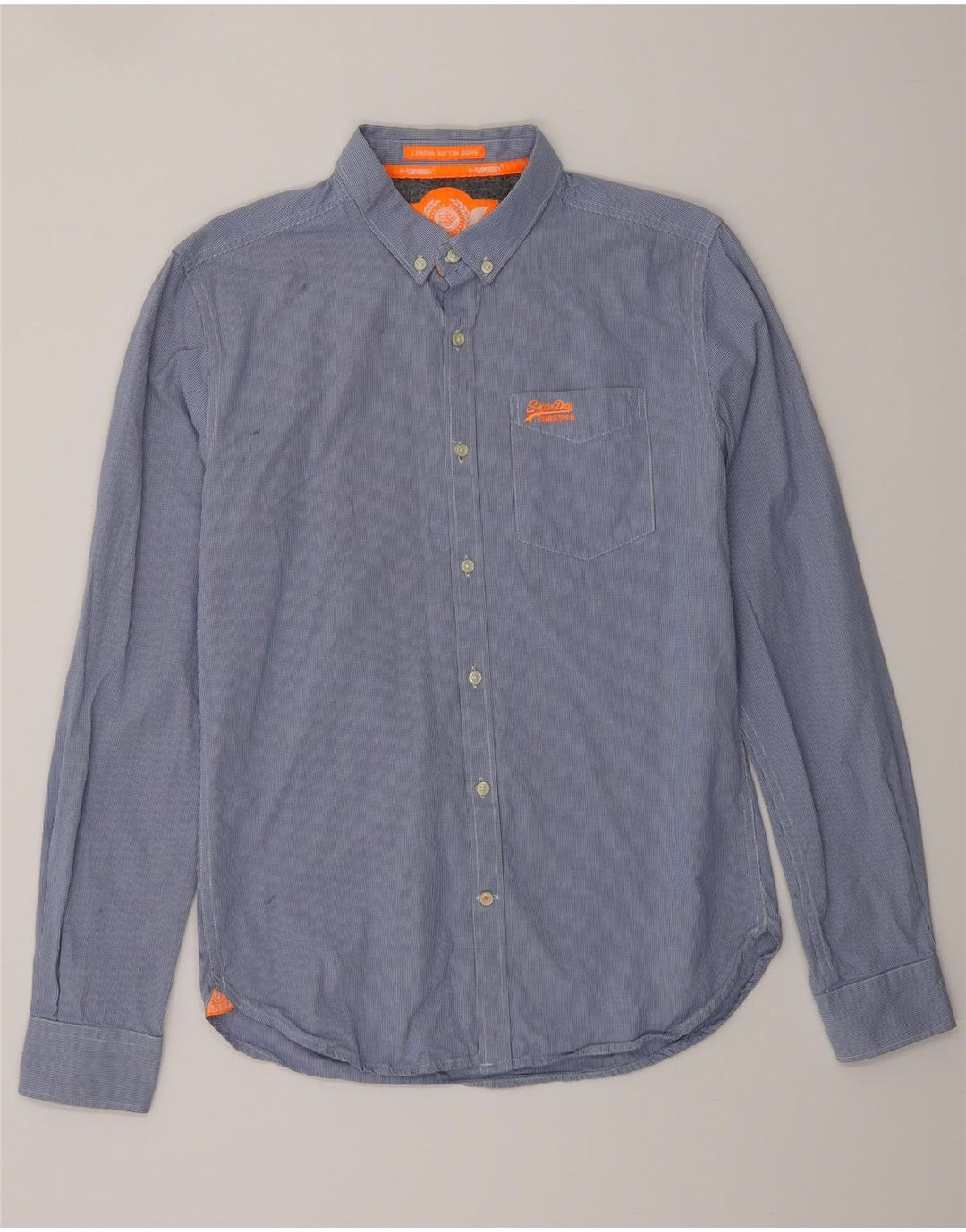 SUPERDRY Mens Shirt Medium Blue Pinstripe Cotton
