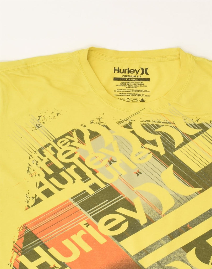 HURLEY Mens Premium Fit Slim Graphic T-Shirt Top XL Yellow Cotton | Vintage Hurley | Thrift | Second-Hand Hurley | Used Clothing | Messina Hembry 