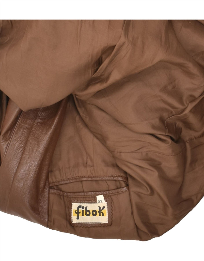 FIBOK Womens Leather Coat IT 52 2XL Brown Leather | Vintage Fibok | Thrift | Second-Hand Fibok | Used Clothing | Messina Hembry 