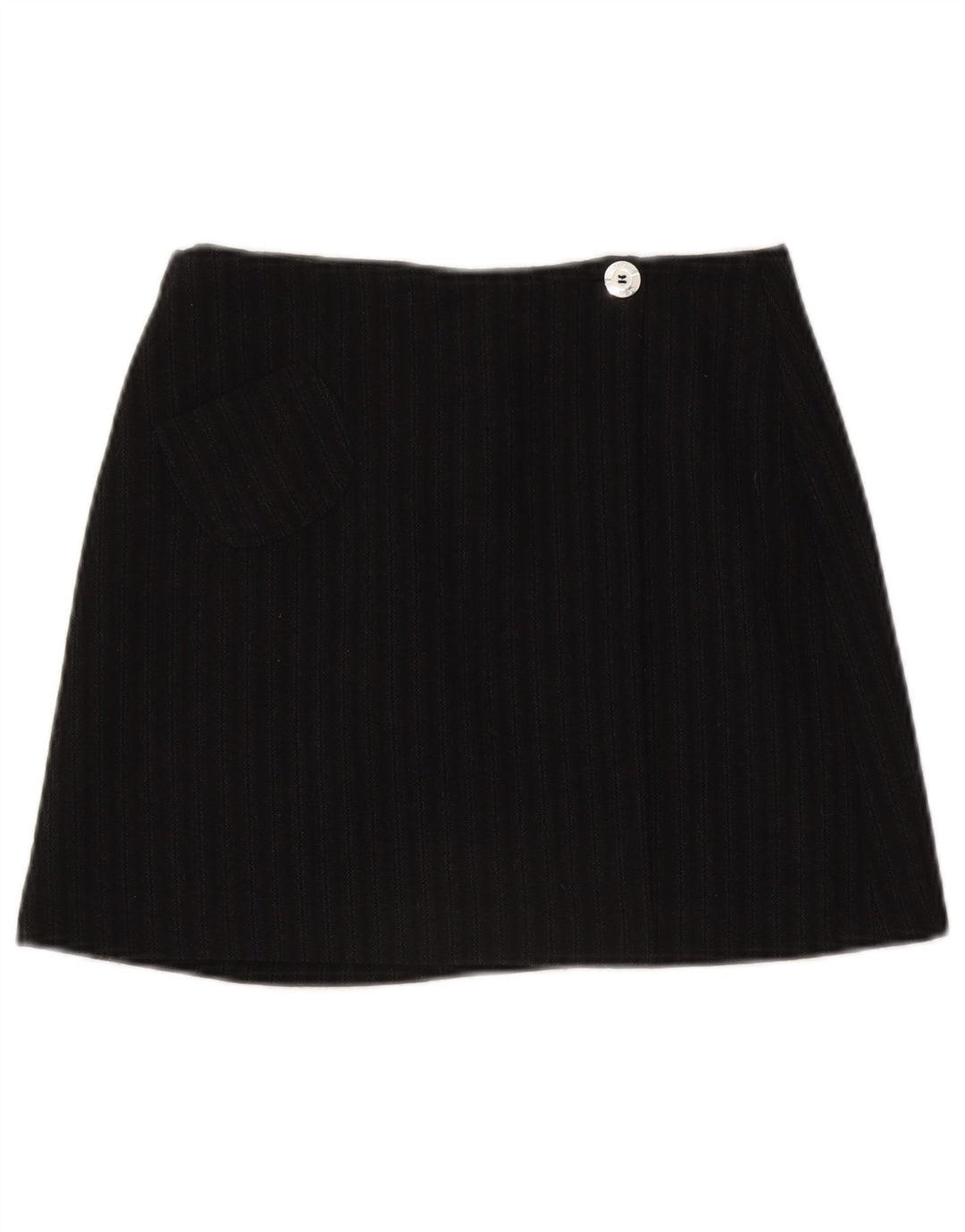 C'EST COMMECA Womens Mini Skirt UK 12 Medium W28 Black Striped Wool