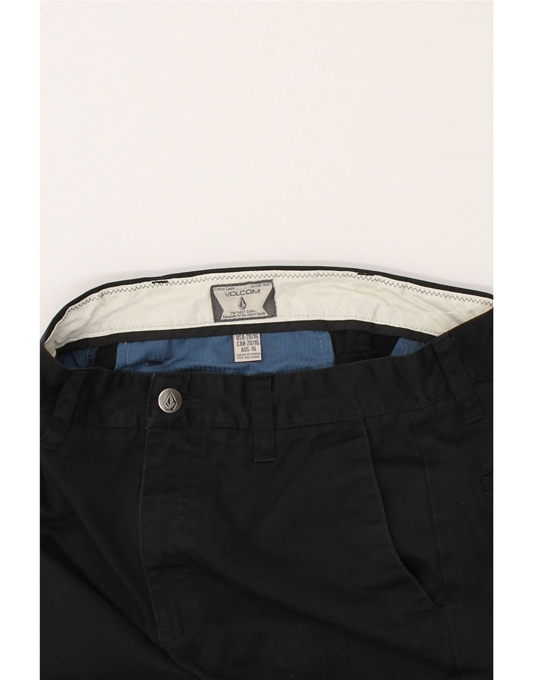 VOLCOM Girls Chino Trousers 15-16 Years W28 L28 Black Polyester Vintage Volcom and Second-Hand Volcom from Messina Hembry 