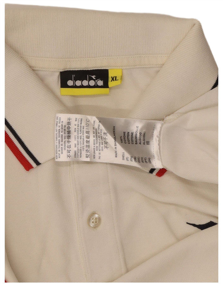 DIADORA Mens Polo Shirt XL White Cotton