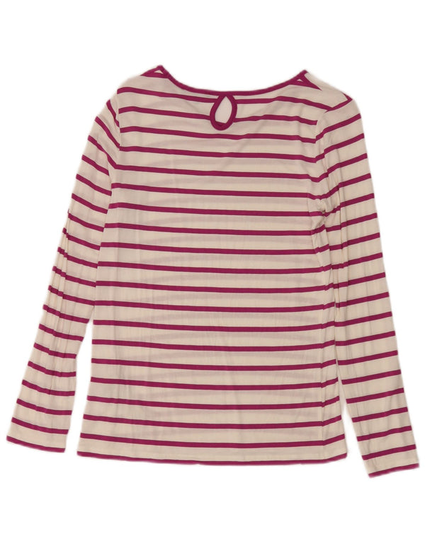 Massimo Dutti Womens Top Long Sleeve UK 10 Small White Striped Modal