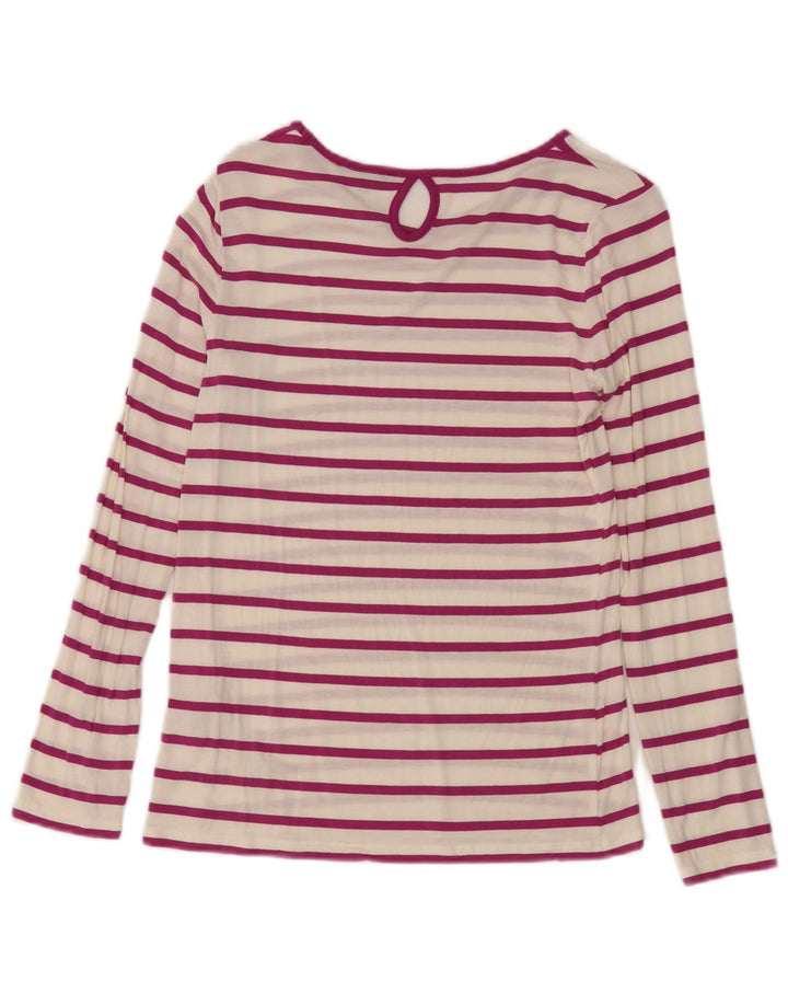 Massimo Dutti Womens Top Long Sleeve UK 10 Small White Striped Modal