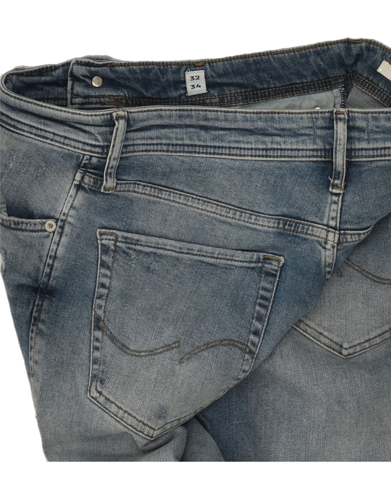 JACK & JONES Mens GLENN Distressed Slim Jeans W32 L34 Blue Cotton | Vintage Jack & Jones | Thrift | Second-Hand Jack & Jones | Used Clothing | Messina Hembry 