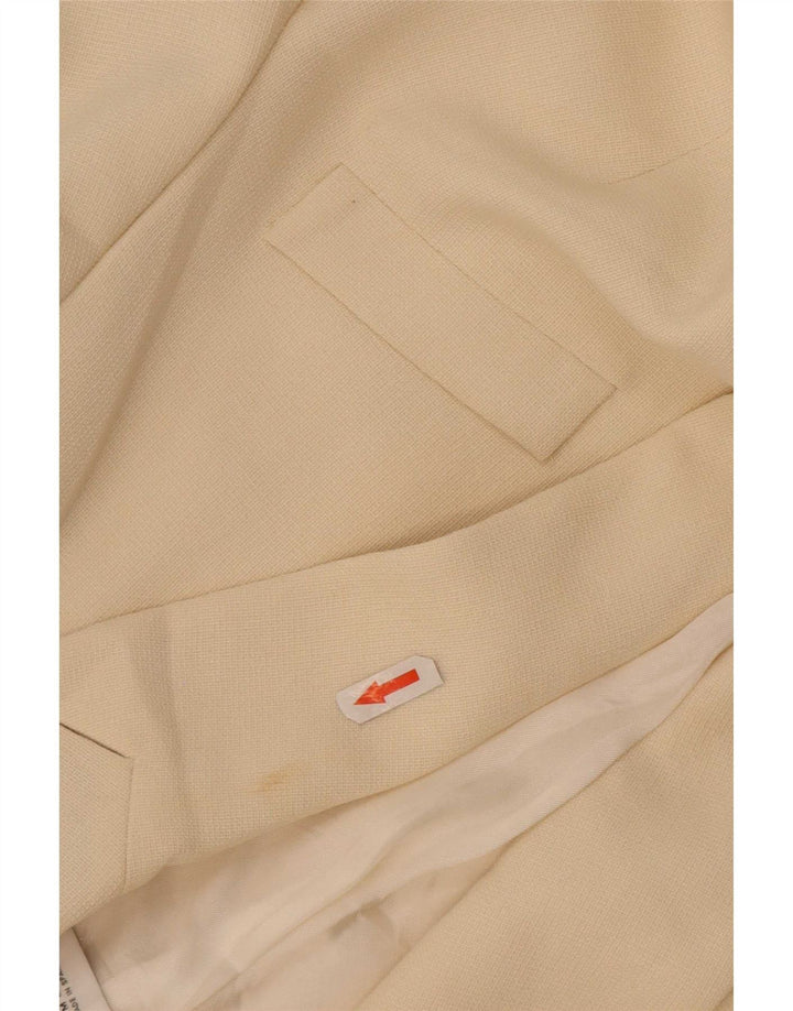 Zara Womens Double Breasted Blazer Jacket UK 14 Medium Beige Polyester