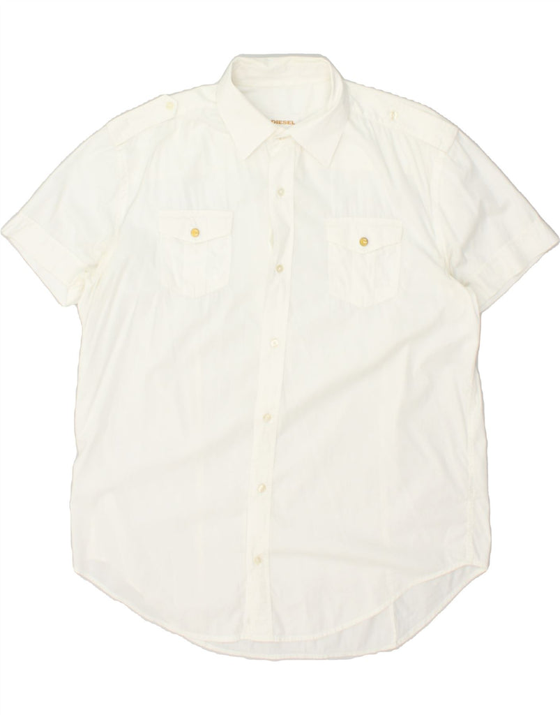 DIESEL Mens Short Sleeve Shirt 2XL White | Vintage Diesel | Thrift | Second-Hand Diesel | Used Clothing | Messina Hembry 