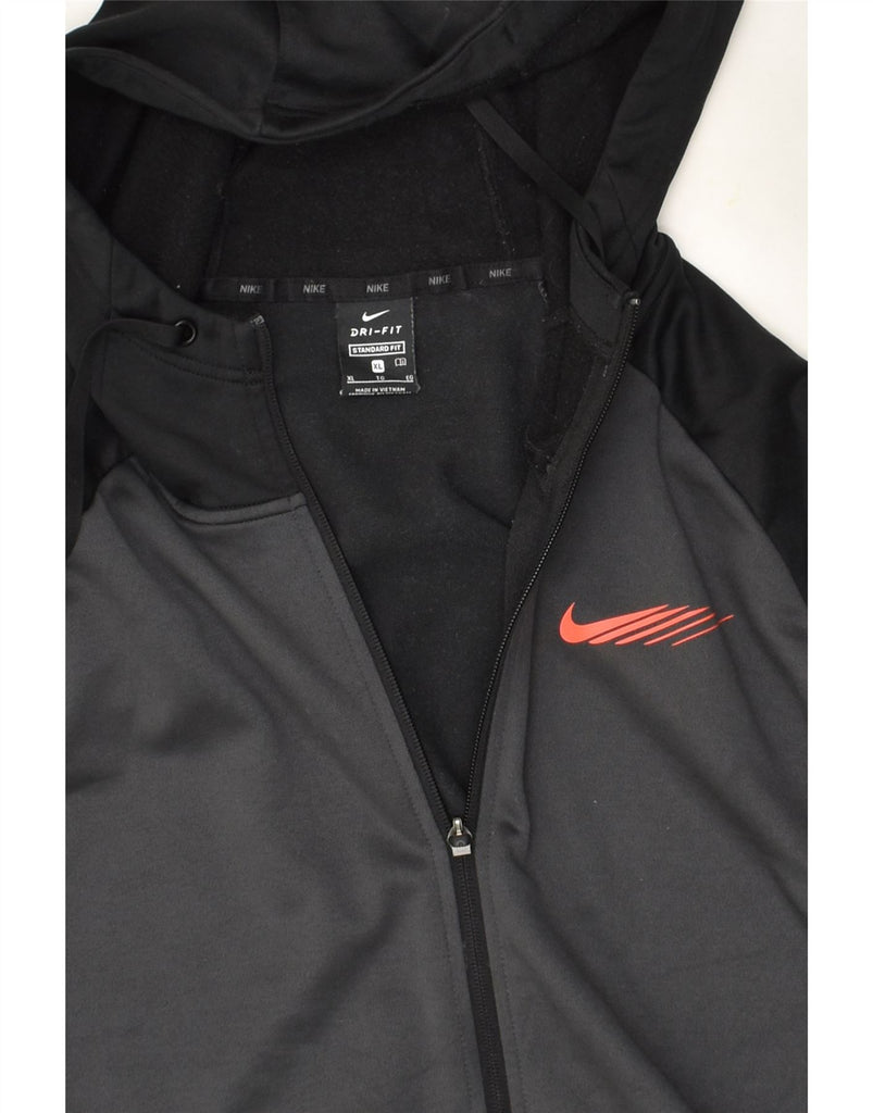 NIKE Mens Dri Fit Graphic Standard Fit Zip Hoodie Sweater XL Grey | Vintage Nike | Thrift | Second-Hand Nike | Used Clothing | Messina Hembry 