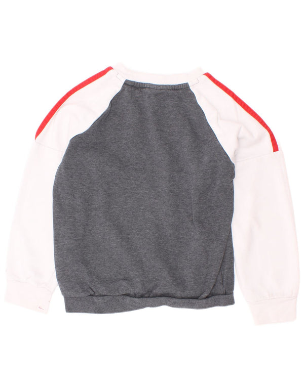Adidas Boys Graphic Sweatshirt Jumper 7-8 Years Grey Colourblock Cotton
