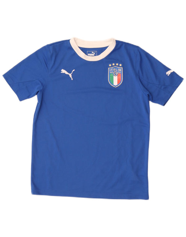 Puma Boys Graphic T-Shirt Top 13-14 Years Blue Polyester